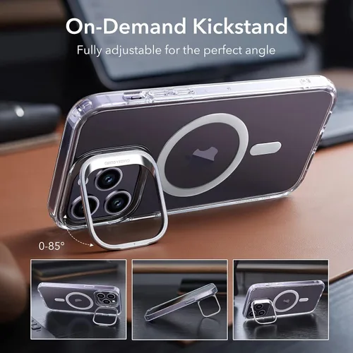 Miniatura 3 de ESR Funda para iPhone 14 Pro Max, Compatible con MagSafe, Funda Transparente para Teléfono con Soporte Stash Integrado para iPhone 14 Pro Max
