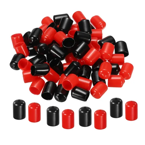 Miniatura 24 de MECCANIXITY 50 unids tapas de goma Surtido de 0.079 in PVC vinilo tornillo rosca protector para tornillo tornillo negro rojo
