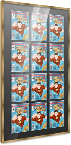 Miniatura 88 de Poster Palooza Marco de cómic con paspartú para 1 cómic de la Edad de Bronce publicado entre 1970 y 1985, marco de cómic negro para cómic de 7.25 x