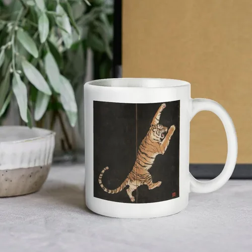 Miniatura 6 de Tazas de café de tigre feroz a rayas asiáticas vintage de cerámica abstracta vida silvestre Asia naturaleza selva taza papá regalos de cumpleaños