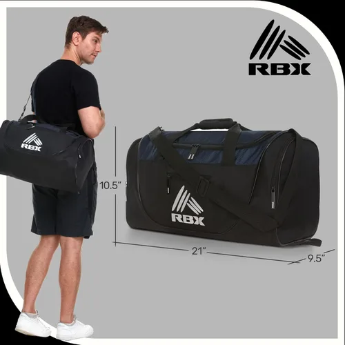 Miniatura 6 de RBX Bolsas de gimnasio para hombres, pequeña bolsa de gimnasio para mujeres con compartimento para zapatos, bolsa de lona para viajes, bolsa