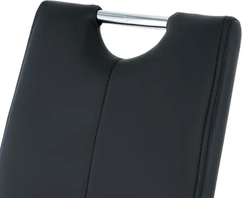 Miniatura 8 de Juego de 2 sillas de comedor, modernas sillas de cocina con respaldo alto con patas de metal y asiento acolchado de piel sintética, sillas de Negro