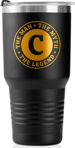 Miniatura 24 de Taza The Man the Myth the Legend con iniciales, vaso de viaje de acero inoxidable con monograma para hombres, divertida taza de café personalizada