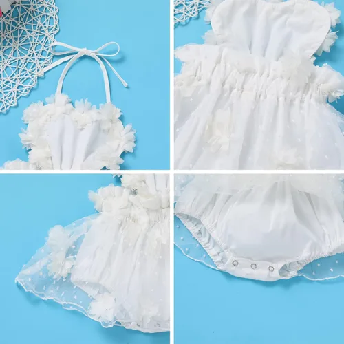 Miniatura 4 de ODASDO Conjunto de ropa de 2 piezas para bebé niña con encaje y diadema