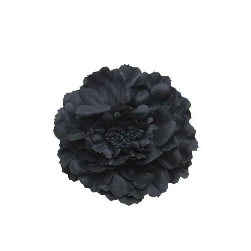 Broche de flores de peonía bohemio para mujer, broche de flores para viajes, fiestas, festivales PF-11 (negro) (paquete de 1)