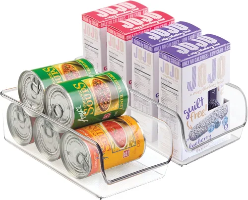 iDesign The Linus Collection - Cubo organizador de plástico reciclado para congelador y refrigerador, juego de 2, 5.25 x 11 x 3.5 pulgadas,