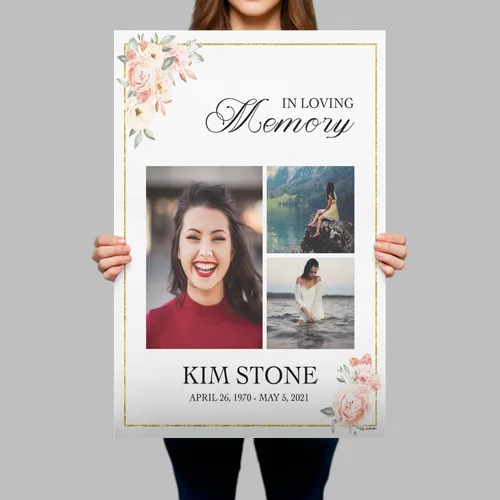 Miniatura 4 de SPEEDYORDERS Cartel funerario personalizado con foto - Cartel de bienvenida - In Loving Memory - Banner personalizado