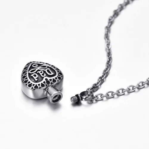 Miniatura 15 de Collar de urna conmemorativa de acero inoxidable para cenizas con texto en inglés "Dad in Heart", Acero inoxidable