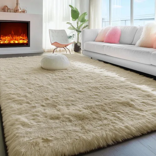 Miniatura 57 de PAGISOFE Alfombras esponjosas de dormitorio de 4 x 6 pies, color negro, alfombra moderna para sala de estar, alfombra lanuda para interiores