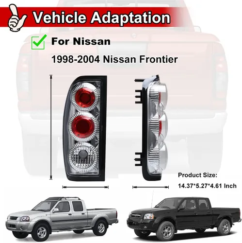 Miniatura 4 de Nixon Offroad Luces traseras para Nissan Frontier 1998 1999 2000 2001 2002 2003 2004, luces traseras halógenas de repuesto para automóvil, 1 par