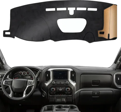 Miniatura 9 de TUCAREST Funda para salpicadero Compatible con Ch-Evy Silverado 1500/2500 HD/3500 HD 2019-2023, GM-C Sierra/HD 2500/ HD 3500 2019-2023, alfombrilla