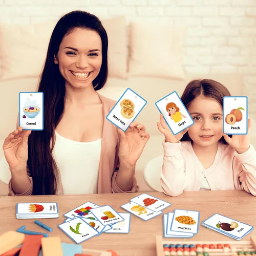 Miniatura 4 de Equsion 81 tarjetas de comunicación para autismo, tablero de comunicación no verbal, tarjetas para autismo con cordón de resorte de plástico Azul