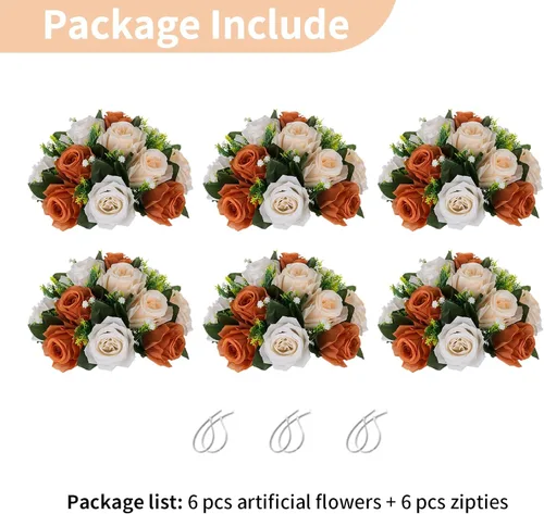 Miniatura 196 de NUPTIO Centros de mesa de flores para mesas de boda: arreglo de bolas de flores artificiales rosa y blanco para bodas, fiestas, 2 piezas de rosas