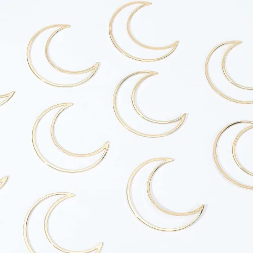 Miniatura 4 de BENECREAT 10 anillos de enlace de luna chapados en oro de 18 quilates, marcos huecos de latón, dijes de conector para pulseras, collares, joyas