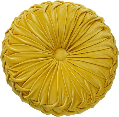 Miniatura 8 de MOJUN Almohada de terciopelo redonda, plisada, rellena, almohada decorativa para el hogar para sofá, silla, cama, automóvil, suelo
