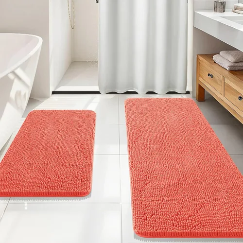 Miniatura 31 de OLANLY Juego de alfombras de baño de 2 piezas, alfombras de baño de chenilla suave y absorbente y alfombra de contorno en forma de U para inodoro