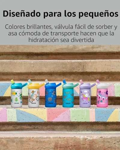 Miniatura 5 de CamelBak Eddy+ Kids - Botella de agua con válvula de mordida y pajita aislada de acero inoxidable, perros en bicicleta, 12 onzas