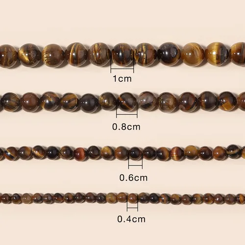 Miniatura 2 de Cuentas redondas sueltas de ojo de tigre natural de 0.236 pulgadas (0.236 in), poder curativo para hacer joyas, pulseras y collares