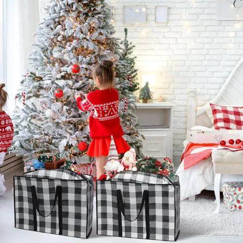 Miniatura 6 de 6 bolsas de almacenamiento de Navidad extra grandes, 27 x 20 pulgadas, organizador de alta resistencia, bolsa de almacenamiento de Navidad de gran