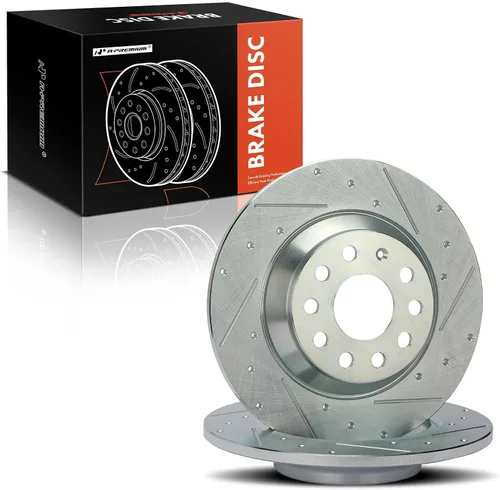 Miniatura 8 de A-Premium Rotores de freno de disco perforados y ranurados traseros de 11.81 pulgadas (11.811 in) compatibles con modelos seleccionados