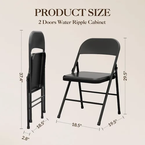 Miniatura 2 de Paquete de 4 sillas plegables con cojín, 350 libras, sillas plegables acolchadas para uso en interiores y exteriores, marco de metal resistente