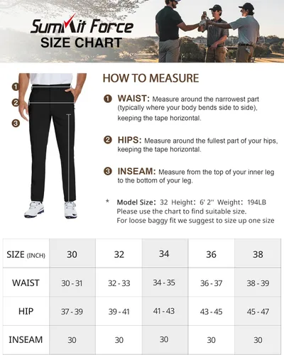 Miniatura 6 de Summit Force Pantalones de golf para hombre, elásticos, ajustados, impermeables, para senderismo, ligeros, para trabajo, negocios, casuales