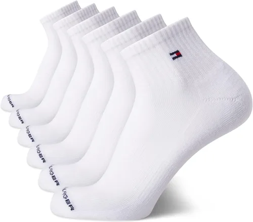 Tommy Hilfiger Calcetines deportivos para hombre Calcetines de tobillo de corte de cuarto de rendimiento (6 unidades)