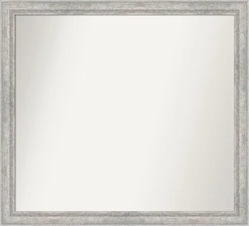 Miniatura 411 de Amanti Art Espejo de baño plateado para sobre fregadero, 23 x 23 pulgadas, espejo cuadrado plateado en ángulo, marco de madera moderno medio, se