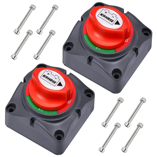 Kohree 2 Pack Battery Disconnect Switch, 12V 24V 48V On/Off Heavy Duty Battery Shut Off Kill Isolator - Waterproof Marine Cut Off Switch 275 Amps