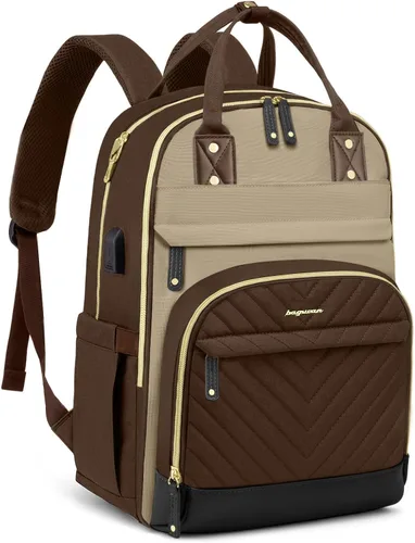 Miniatura 30 de Mochila para laptop para mujer, mochila de viaje de trabajo de 15.6 pulgadas con cargador USB, mochila universitaria impermeable, mochila
