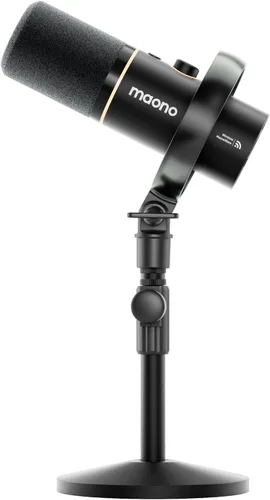 Miniatura 11 de MAONO PD200W Paquete de equipo de podcast híbrido inalámbrico para 2, kit de micrófono dinámico XLR USB con 2 soportes de escritorio, software