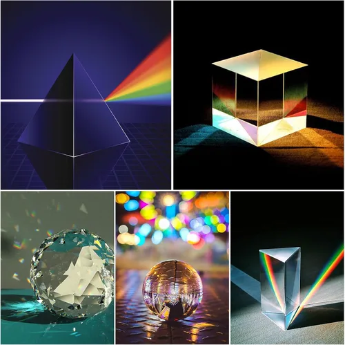 Miniatura 2 de Supkiir Paquete de 5 prismas de fotografía de cristal óptico K9 con bola de cristal, prisma triangular, bola de prisma de lente y pirámide óptica