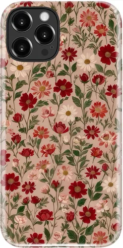 Miniatura 53 de Funda para iPhone 12 Mini, compatible con carga inalámbrica, protección de doble capa con elegante diseño de flores silvestres, silicona suave +