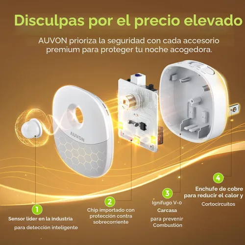 Miniatura 5 de AUVON Luz nocturna enchufable con sensor de movimiento y sensor de atardecer a amanecer, mini luz nocturna LED blanca cálida con brillo ajustable