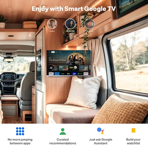 Miniatura 2 de SYLVOX Smart RV TV, televisores de 24 pulgadas con reproductor de DVD integrado, 12 voltios para autocaravana 1080P FHD, Google Smart aplicaciones
