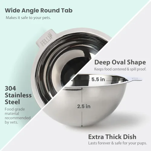 Miniatura 5 de Felli Oblik - Comederos elevados de acero inoxidable para perros pequeños de patas cortas, tazón de comida y agua, recipiente removible apto