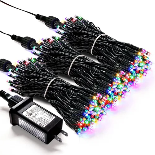 Miniatura 16 de JMEXSUSS Guirnalda de luces de Navidad de 200 LED azules y blancas, 66 pies, de exterior, expansible, para árbol, fiesta o decoración de hogar