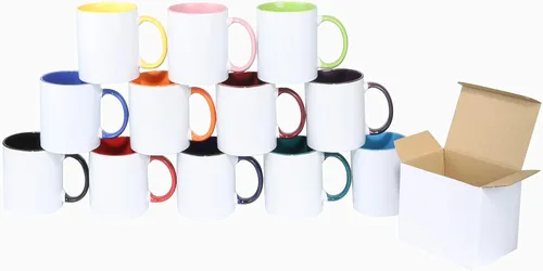 Miniatura 4 de Taza de café de cerámica de 11.0 onzas para sublimación, embalada en caja blanca 12 colores mezclados