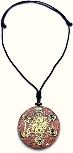Miniatura 4 de Collar con Colgante Reversible de Orgón de Geometría Sagrada GRANDE 2.25 pulgadas 10.7cm