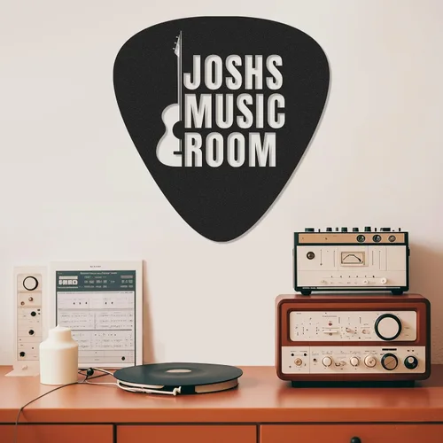Miniatura 9 de Letrero de metal personalizado de guitarra, letreros de metal personalizados, decoración de pared de notas musicales, arte de pared divertido