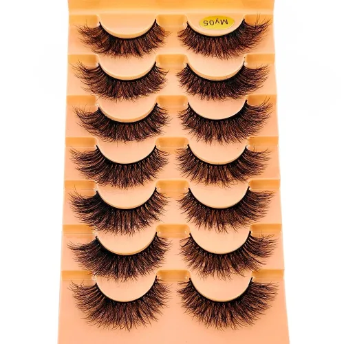 Nuevo diseño de 7 pares de pestañas de manga mojadas 3D extensiones de pestañas esponjosas maquillaje moda largas gruesas naturales pestañas falsas