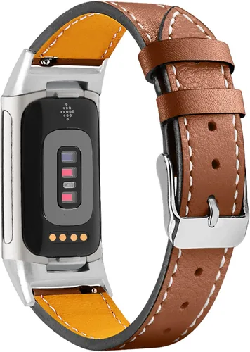 Miniatura 6 de Replacement Leather Band Compatible for Fitbit Charge 2/5/6, Classic Genuine Leather Wristband for Men Women