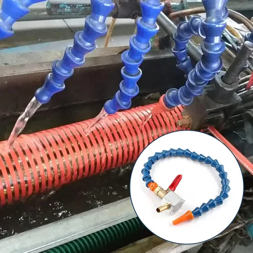 Miniatura 5 de Waziaqoc Base magnética ajustable (rosca de 1/4PT) con 1 boquilla redonda, manguera flexible de tubo de refrigerante de aceite de agua para drenaje