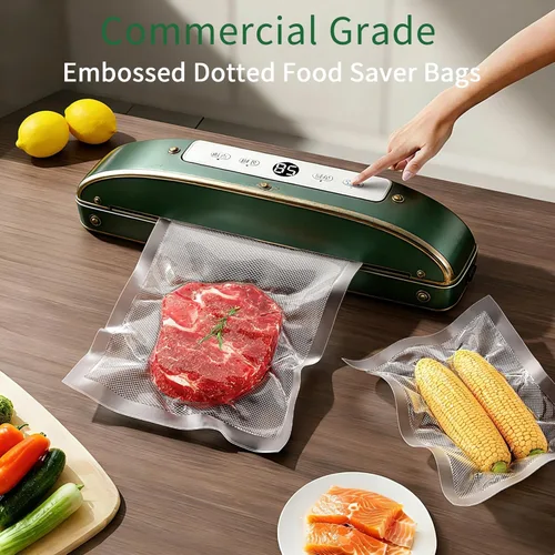 Miniatura 2 de 200 bolsas selladoras al vacío para bolsas de congelador para ahorro de alimentos, bolsas de 100 cuartos de galón, 8 x 12, 100 galones, sellado al
