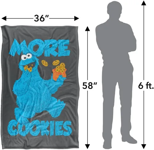 Miniatura 5 de Manta de personaje de Monstruo de Galletas de Plaza Sésamo con licencia oficial, tacto sedoso, manta súper suave, 36 x 58 pulgadas