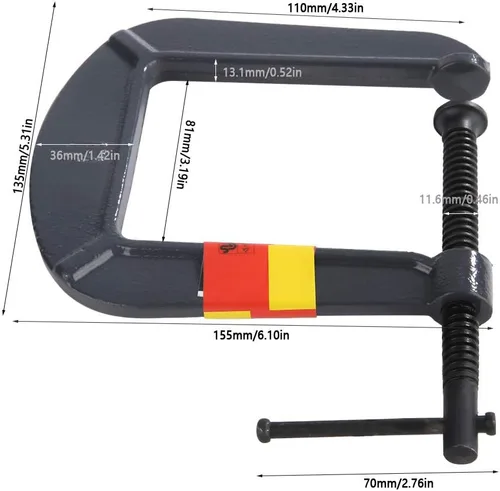 Miniatura 2 de Heavy Duty C-Clamp Carpintería, dispositivo de almeja de carpintería con abrazadera G para carpintería, metalurgia y proyectos