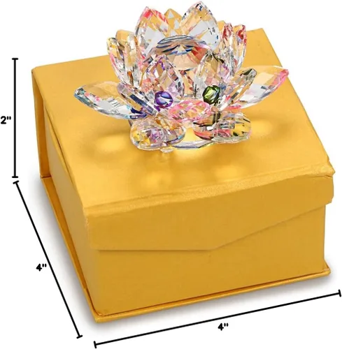 Miniatura 8 de OwnMy Flor de loto de cristal brillante con reflejo de tonos arcoíris, decoración Feng Shui para el hogar con caja de regalo (100 mm / 4 pulgadas)