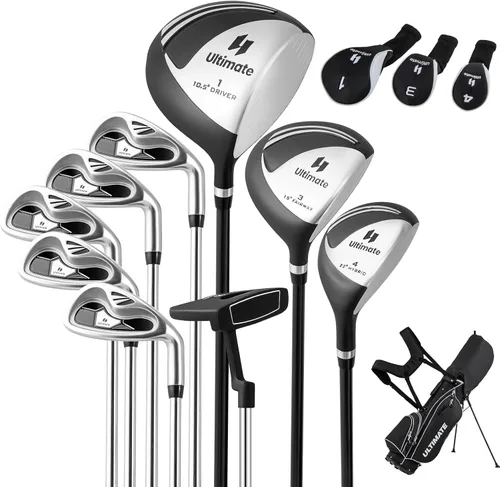 Tangkula 9/10 Pieces Men's Complete Golf Clubs Set, Golf Club Package Set with 460CC Driver, Fairway Wood & Hybrid, Irons, Putter, Portable Regular