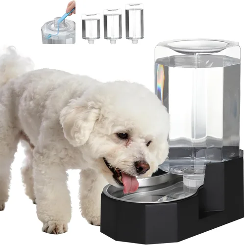 Miniatura 20 de Sfozstra Dispensador Automático de Agua para Mascotas: Cuenco de Agua de Acero Inoxidable Blanco por Gravedad de 8L - con Cepillo Especializado