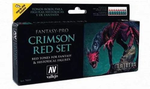 Vallejo - Juego de Pintura Acrílica Pro Nocturna Rojo Carmesí | Tonos Rojos Ideales para Figuras de Fantasía e Históricas | Colores de Alta